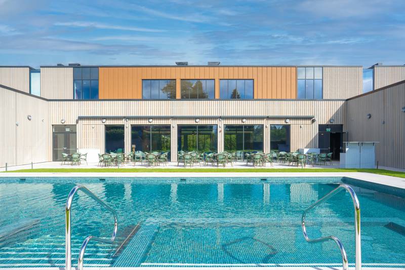 Outdoor pool and dining area