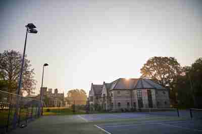 Tennis courts at sunrise