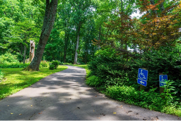 A path in a park with a sign

AI-generated content may be incorrect.