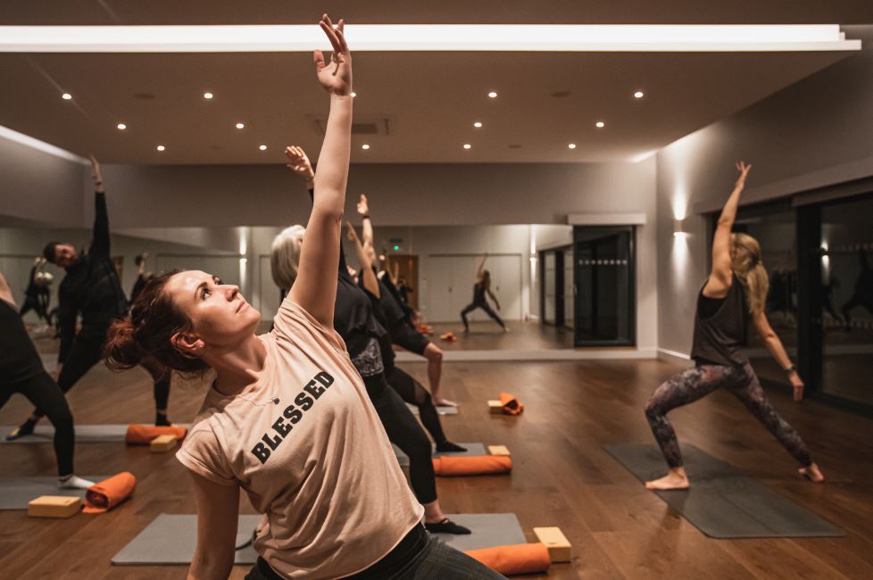 Women stretching yoga