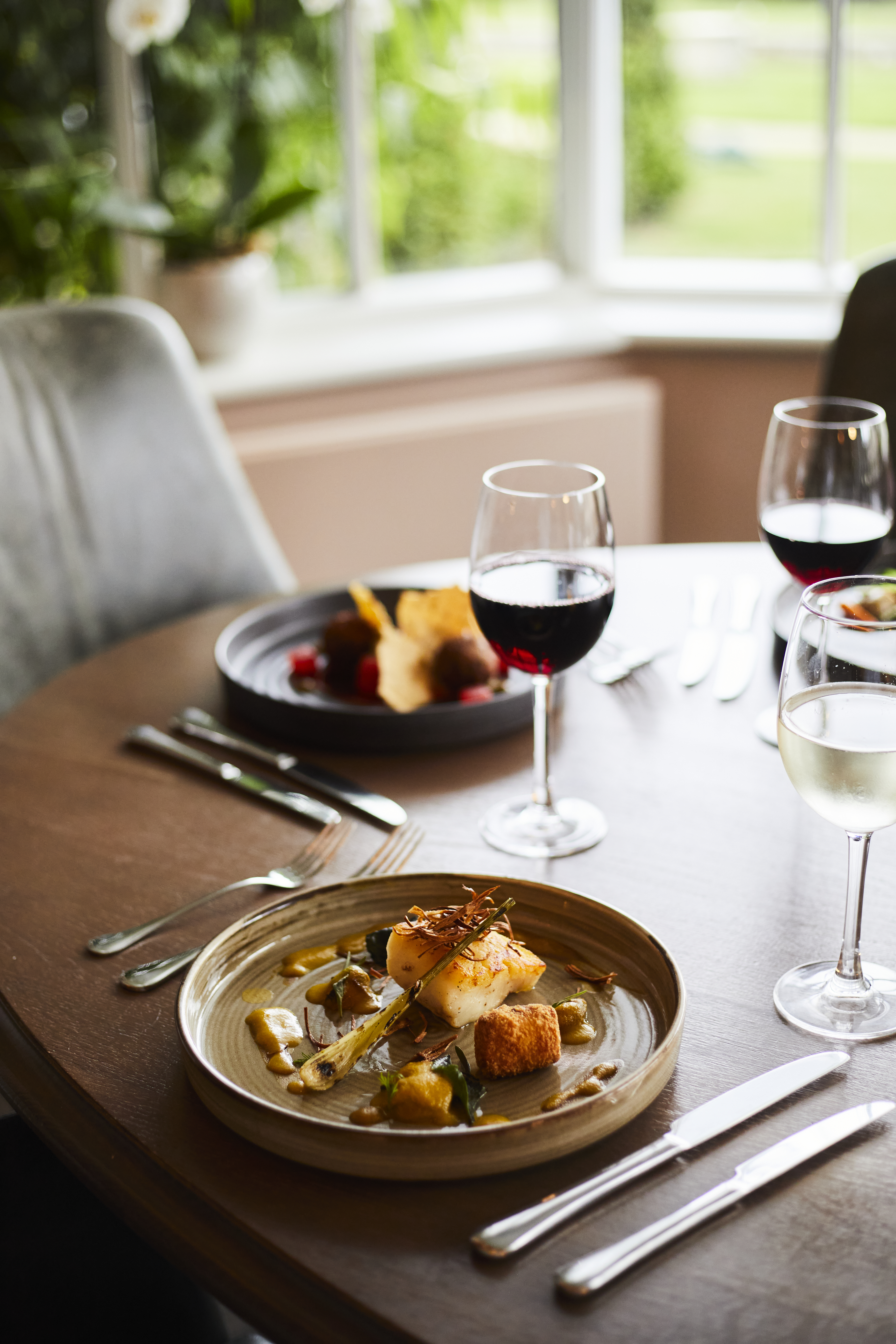 Table with food and wine