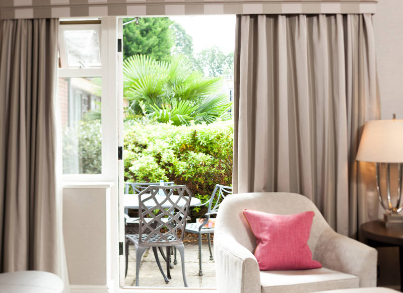 Hotel bedroom with garden